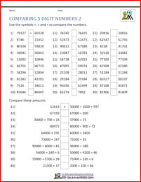 Ordering Large Numbers 5th Grade