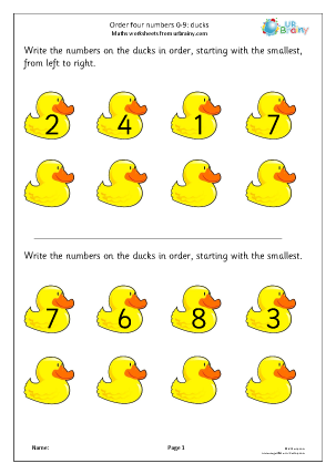 ordering numbers worksheet preschool
