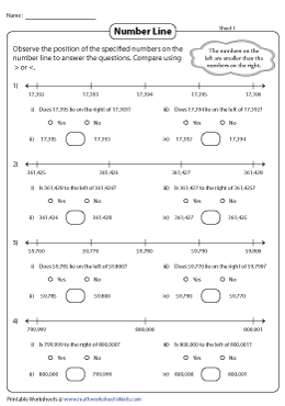Comparing Multi-Digit Numbers Worksheets