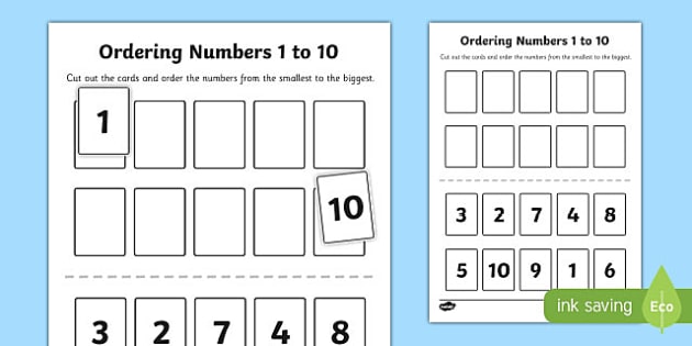 Ordering Numbers 1 to 10 Activity - Teaching Resource