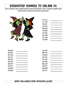 Ordering Numbers to 100,000 (A) Worksheet for 3rd - 5th Grade ...