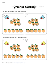 Ordering Numbers Worksheets