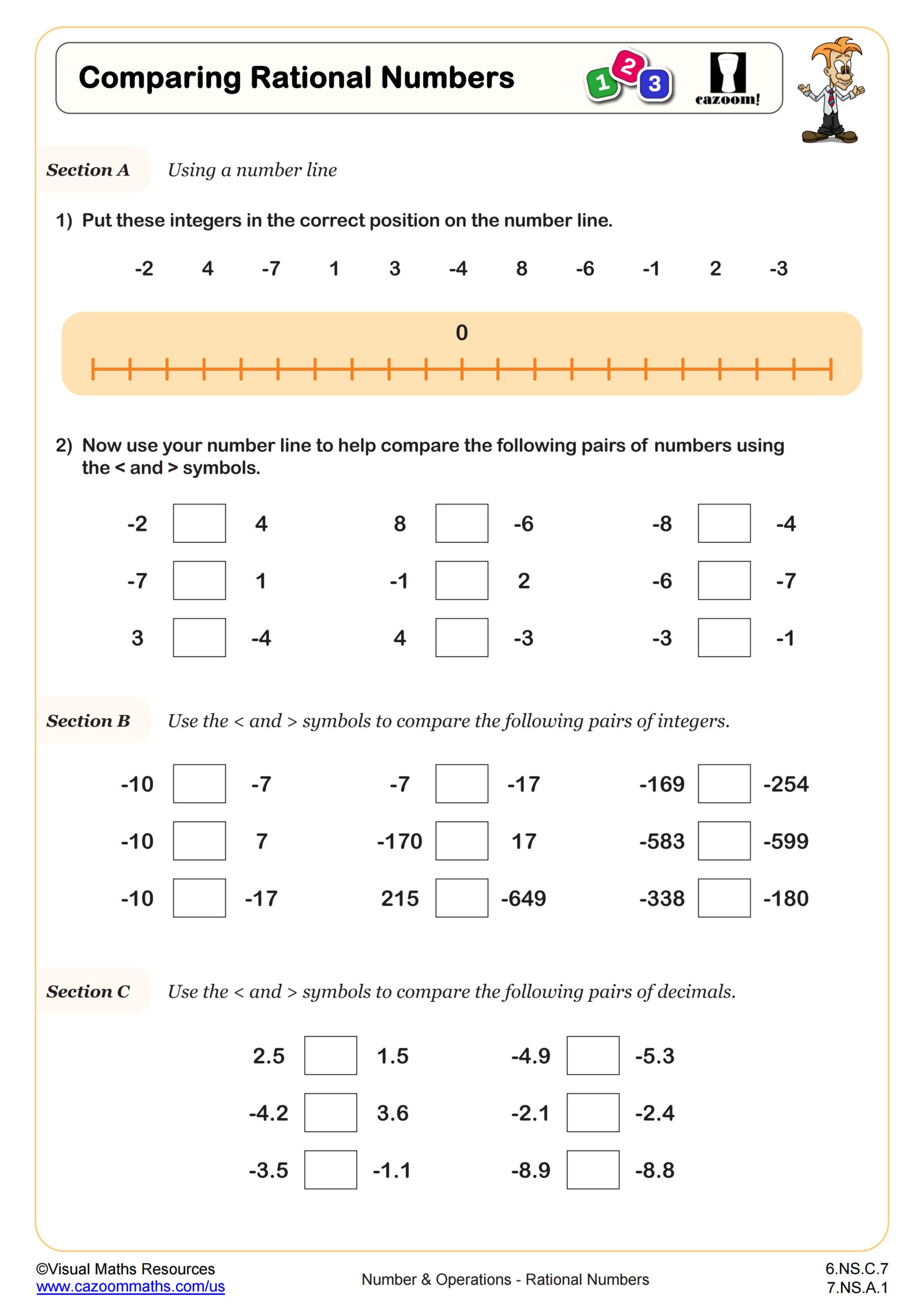 Comparing Rational Numbers Worksheet | Fun and Engaging 6th Grade ...