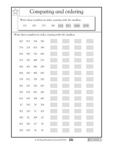 Putting Numbers in Order Worksheet for 1st - 3rd Grade | Lesson Planet
