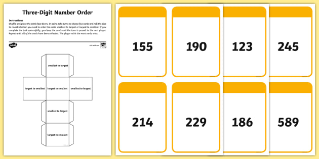 Three-Digit Number Order Activity (teacher made) - Twinkl