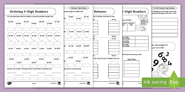 ordering whole numbers worksheet 5th grade