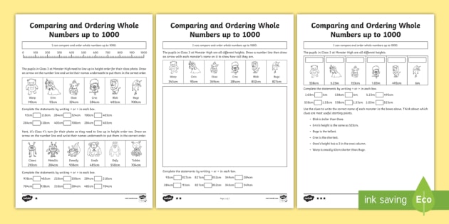 ordering whole numbers worksheet ks3