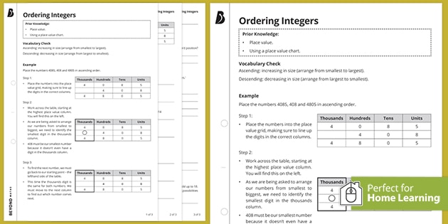 ? Ordering Integers | Number | Beyond (teacher made)