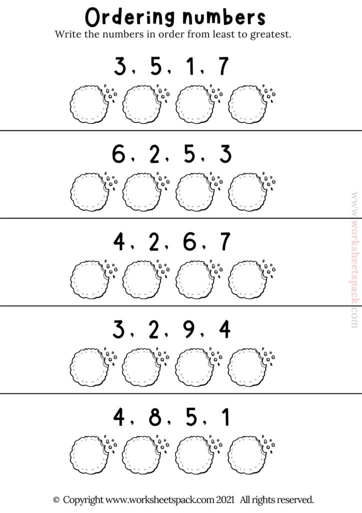 Ordering numbers 1-10 worksheet - worksheetspack