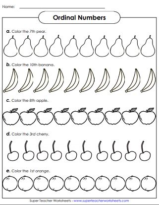 Ordinal Number Printable Worksheet | Ordinal numbers, Number ...