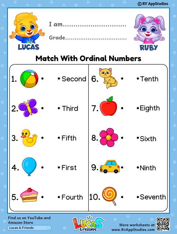 ordinal numbers worksheet for grade 1