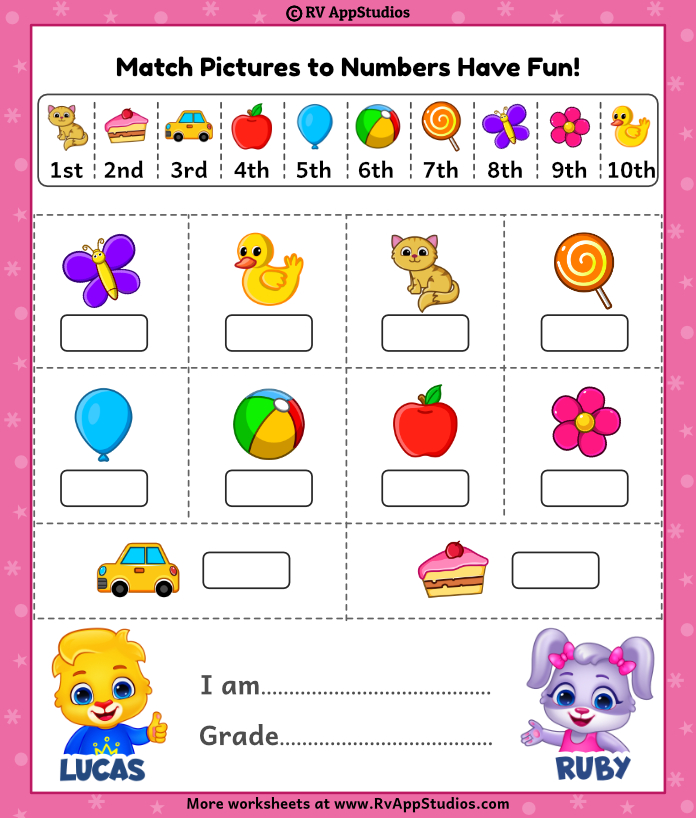 ordinal numbers worksheet for kindergarten