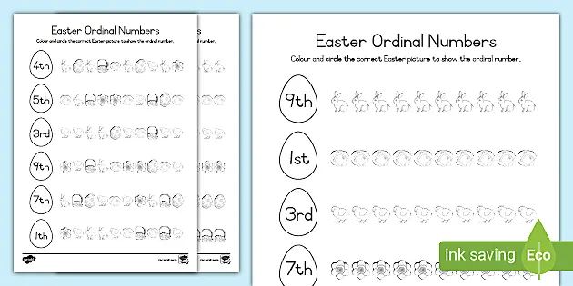 ordinal numbers worksheet for kindergarten