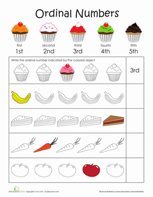 ordinal numbers worksheet for kindergarten