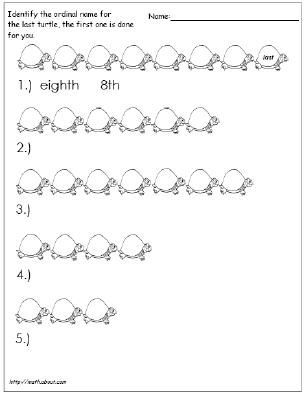 ordinal numbers worksheet kindergarten