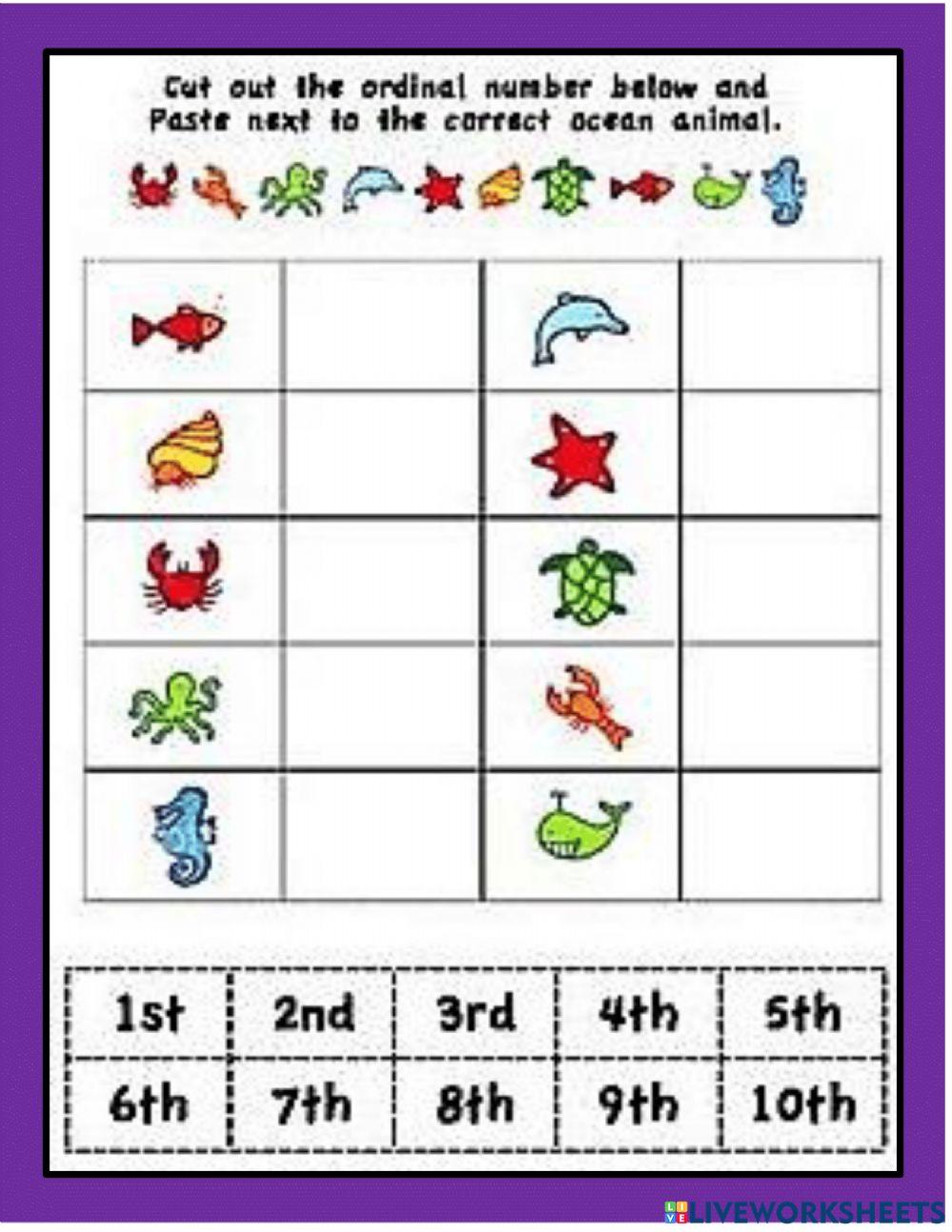 Ordinal Numbers online exercise for kinder Live Worksheets