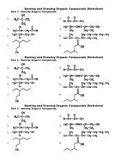 organic chemistry naming worksheet