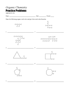 Organic Chemistry Practice Problems Worksheet for Higher Ed ...