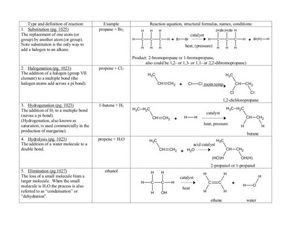 Organic Chemistry Reactions Worksheet for 10th - Higher Ed ...