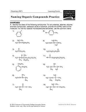 Naming Organic Compounds Practice - Fill and Sign Printable ...