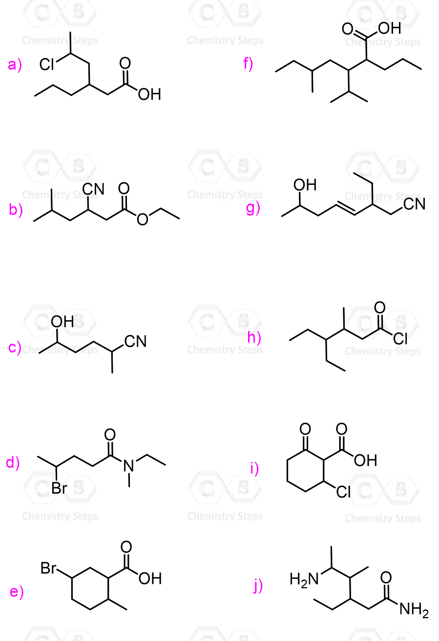 Naming Carboxylic Acid Derivatives - Practice Problems - Chemistry ...