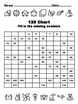 120 Chart Activities, 100, Origami Common Core Grade 1 Math Activities, 100  F