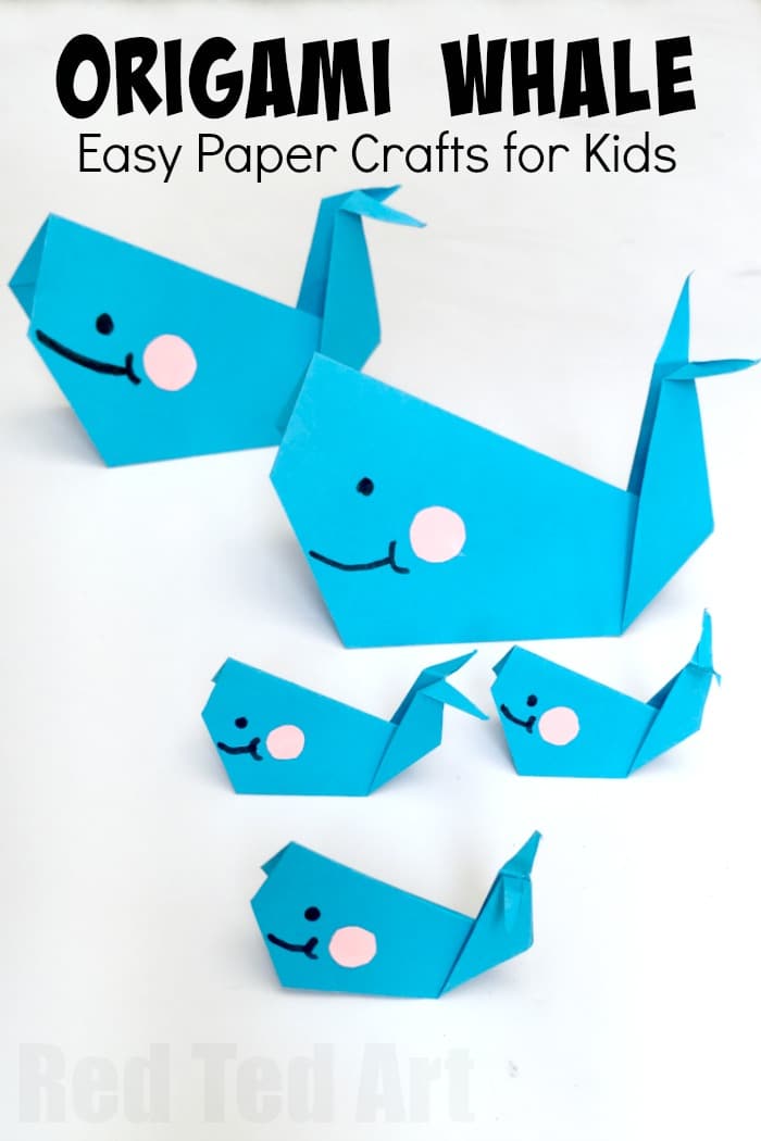 Easy Origami Whale - Paper Crafts for Kids - Red Ted Art