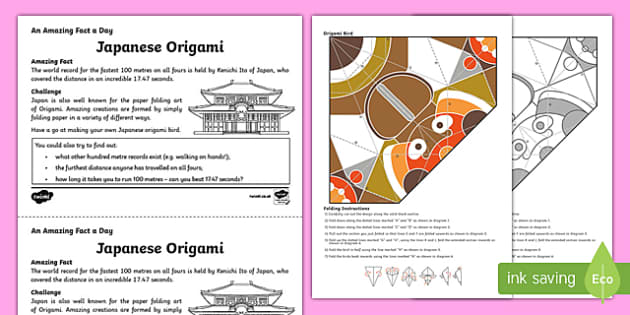 Japanese Origami Worksheet / Worksheet (teacher made)