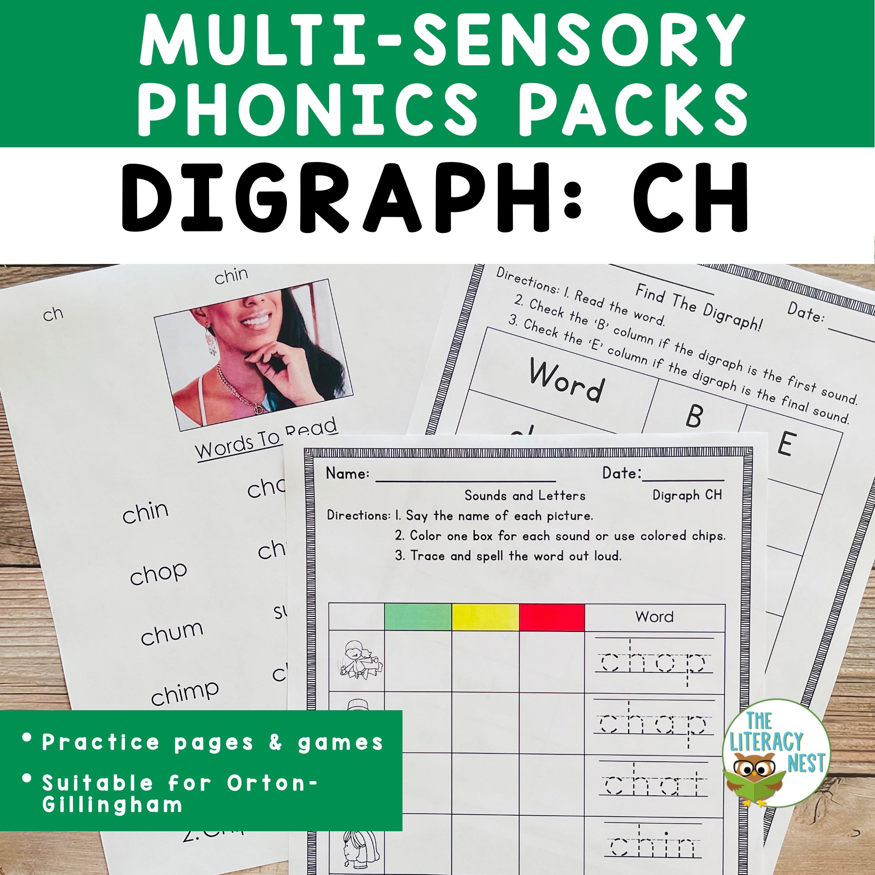 Digraph CH Worksheets and Activities for Orton Gillingham Lessons Digraph CH Worksheets and Activities for Orton Gillingham Lessons