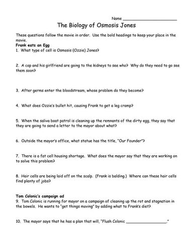 osmosis jones worksheet answers