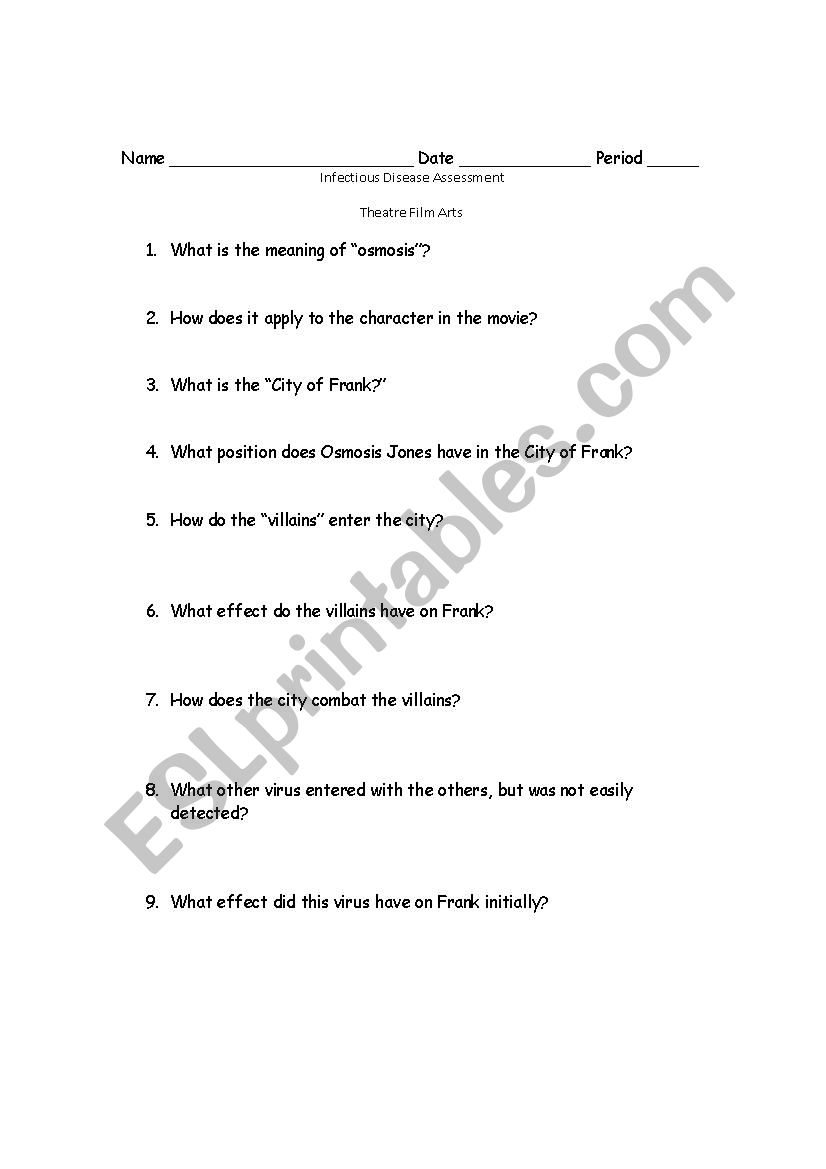 osmosis jones worksheet answers