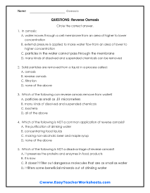 Osmosis Worksheets