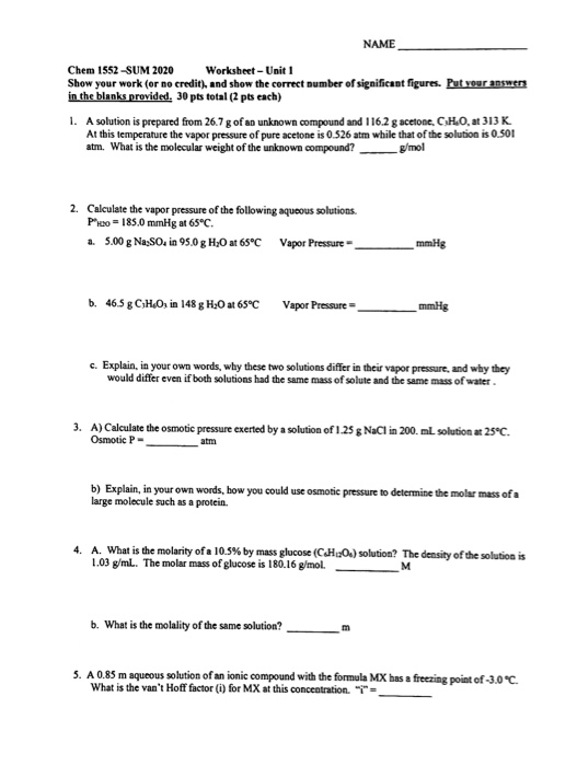 osmotic pressure worksheet