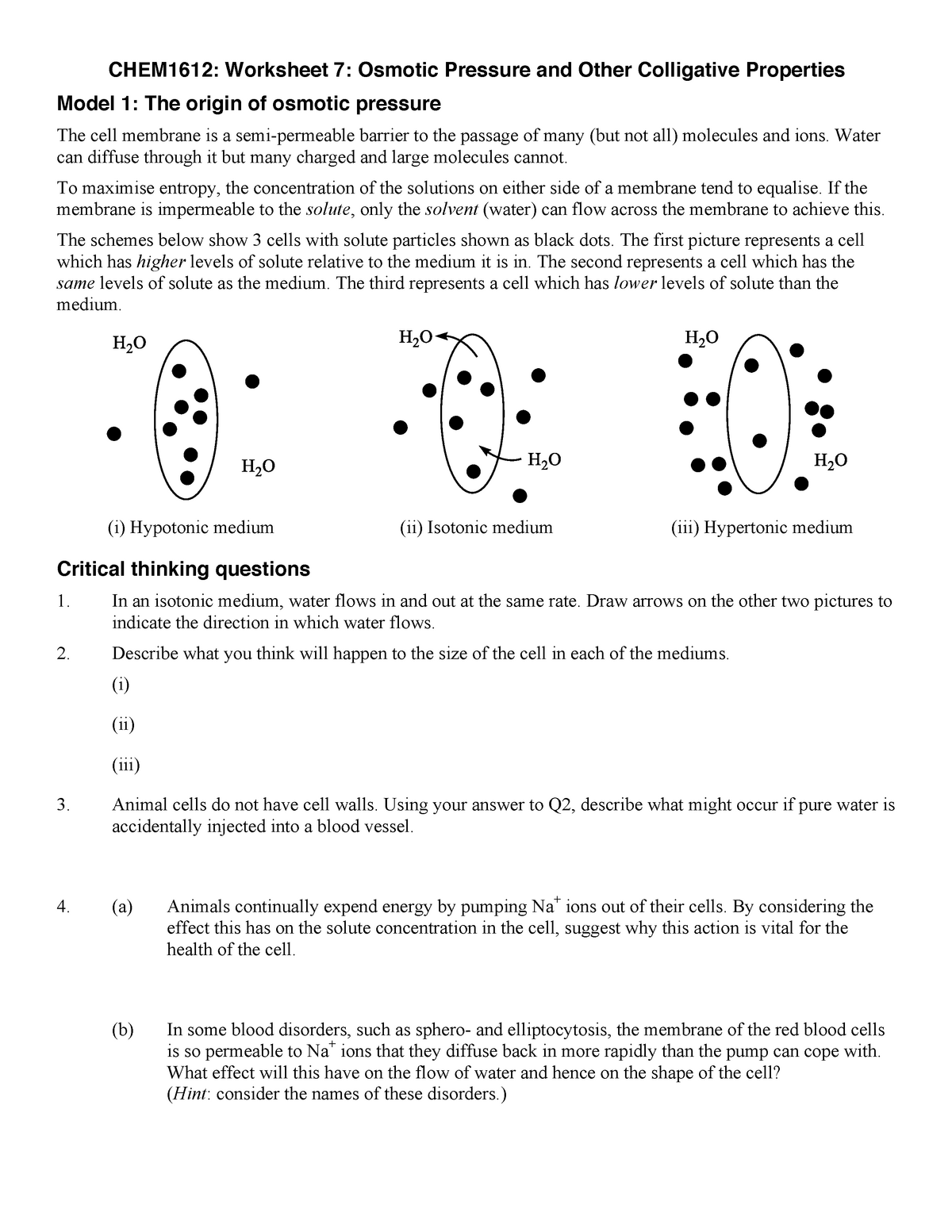 osmotic pressure worksheet