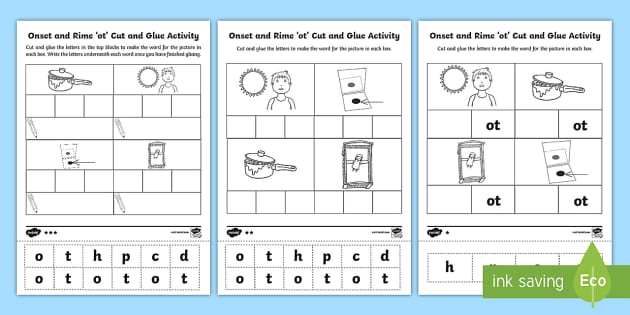 Onset and Rime ot Cut and Glue Differentiated Worksheet