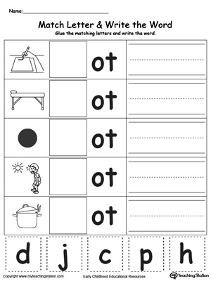 FREE* OT Word Family Match Letter and Write the Word ...