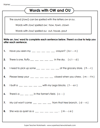 ou sounds worksheet