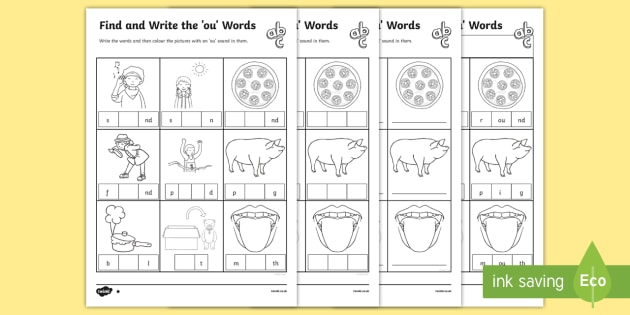 FREE! - Ou Word Phonics Activity- KS1 Phonics Worksheet