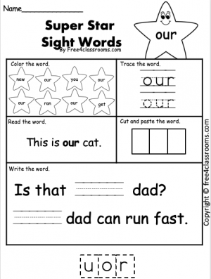 Free Sight Word Worksheet (our) - Free Worksheets - Free4Classrooms