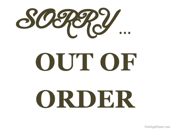 out of order signage printable