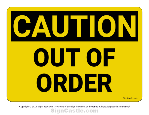 out of order signage printable