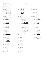 limits worksheet 2.doc - AP Calculus AB Limit Worksheet #2 Name ...