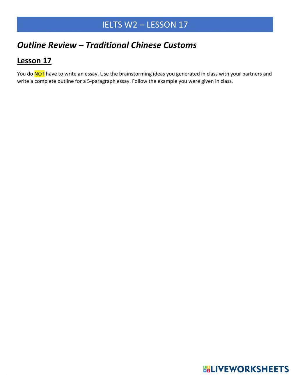 IELTS Writing 2 Lesson 17 - Outlining Practice worksheet | Live ...