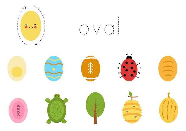 Premium Vector | Basic geometric shapes for children. Learn oval ...