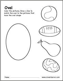 Free oval shape activity worksheets for preschool children