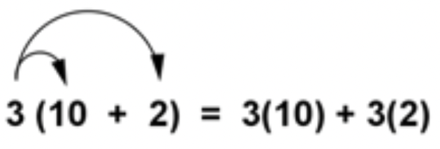 over the distributive property of multiplication multiplication