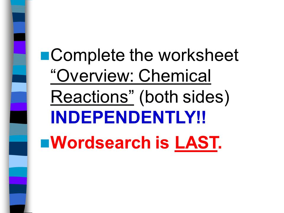 overview chemical reactions worksheet