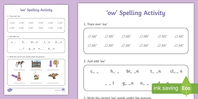 ow Worksheet | Spelling Activity | NZ Primary Resource