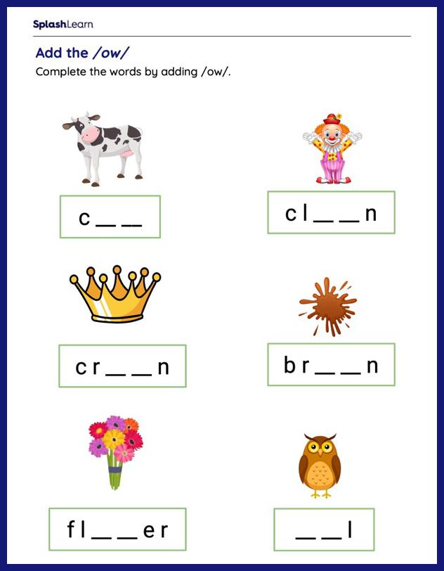ow/ Sound Addition - Printable Reading Worksheet