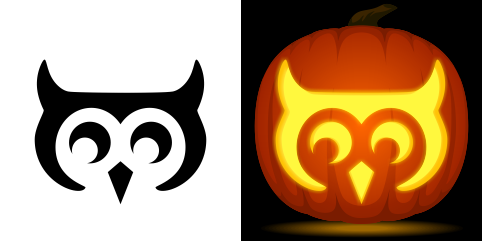 Printable Easy Owl Face Pumpkin Stencil